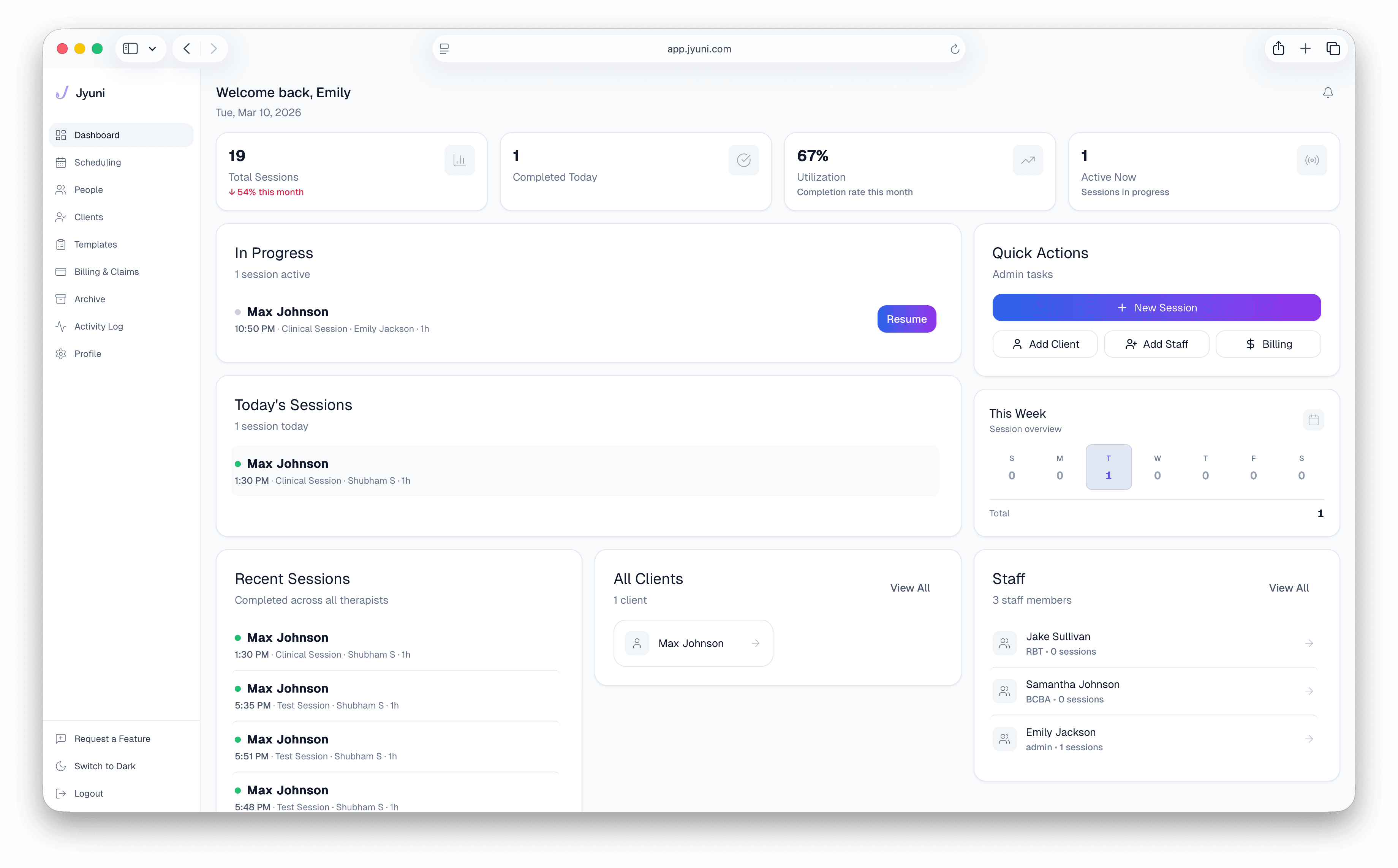 Jyuni Dashboard